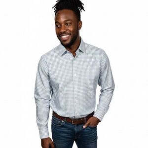 Bonobos Shirt Mens L Teal‎ Tattersall Plaid Button Down Long Sleeve Slim Fit